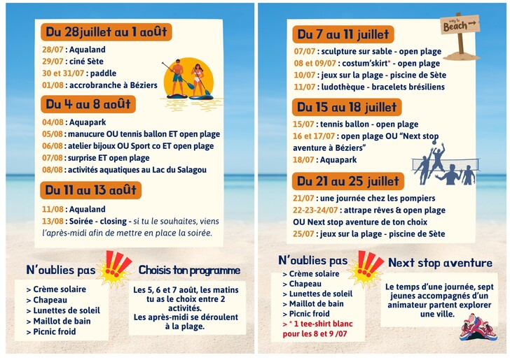 Vacances ados - été 2025